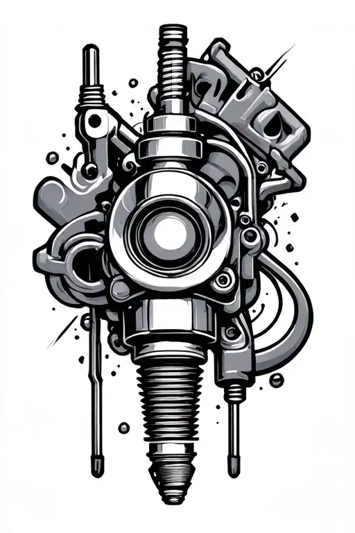 Turbo And Glow Plug Outline With Little Shadowing