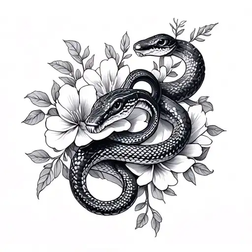 Snake And Flowers