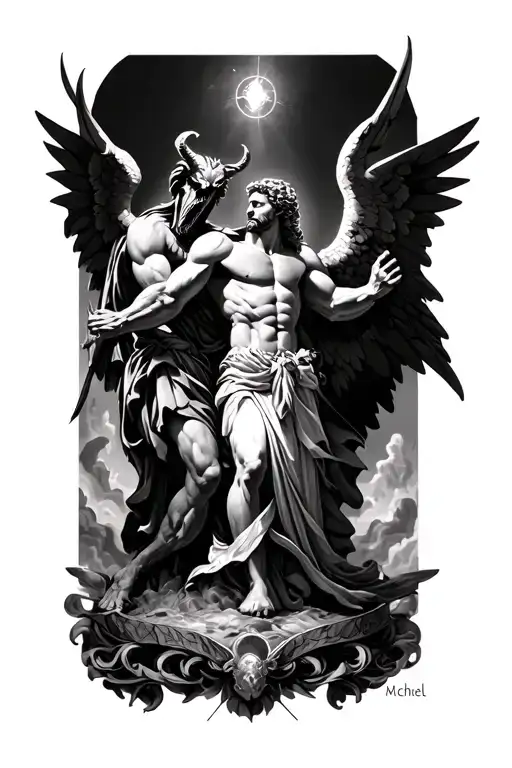 St Michael The Archangel Fighting Satan