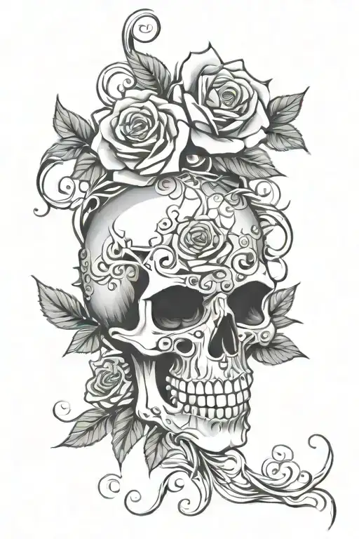 Skull And Roses Vines Wrapping