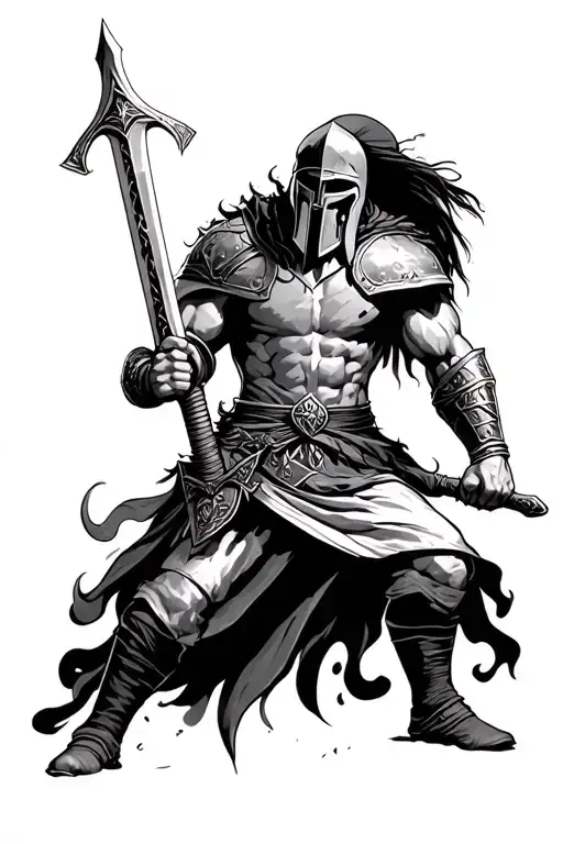 Spartan Warrior Wielding A Sword