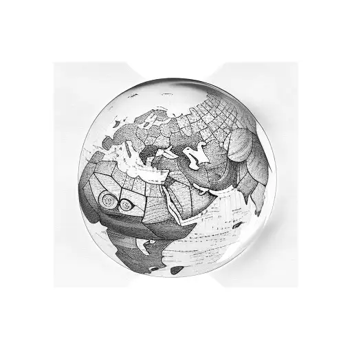 Globe Surrounded By Flowers And A Steel Bridge