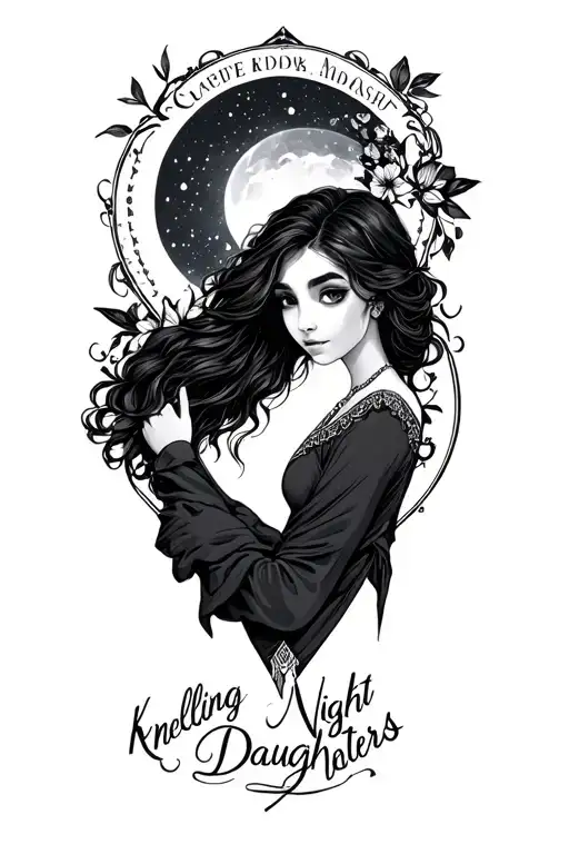 Knelling Night With Daughters Name Written Underneath