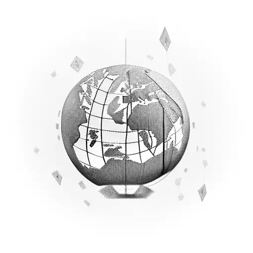 A Steel Suspension Bridge Behind A Globe