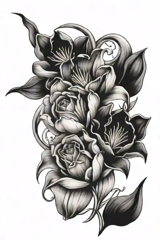 Tulips Rose And Lilies Intertwined