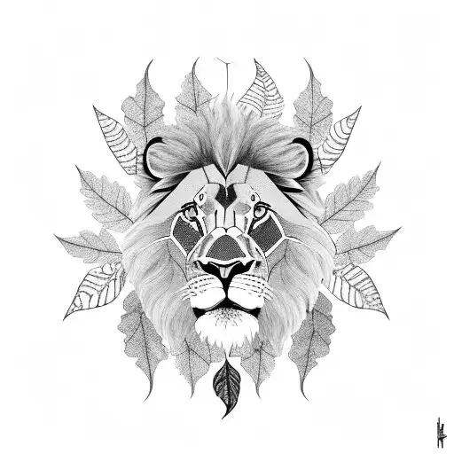 Lion With Leaves