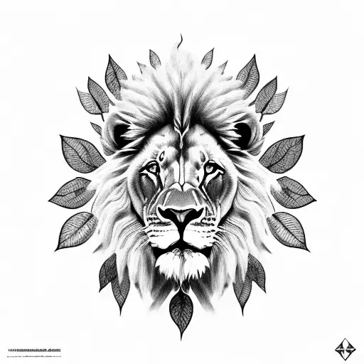 Lion With Leaves Realism