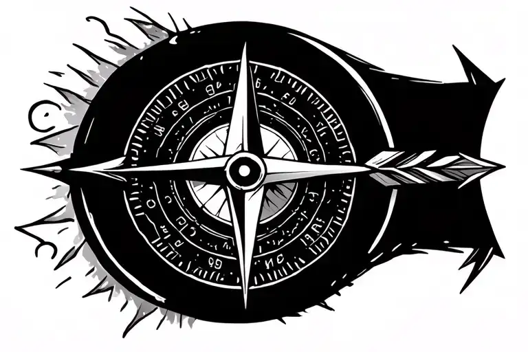 Arrow Amd Compass Tattoo With Electricity