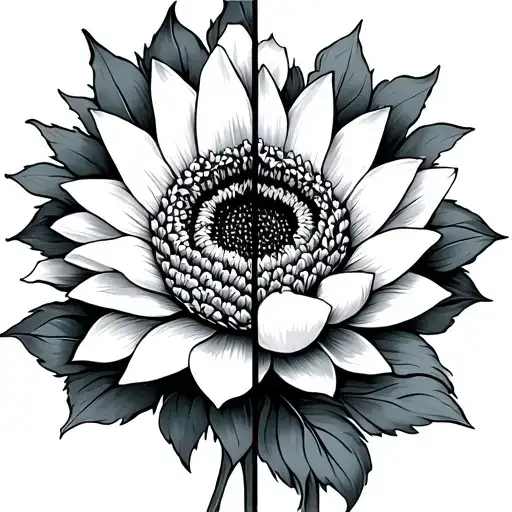 Half Lotus Flower Half Sunflower