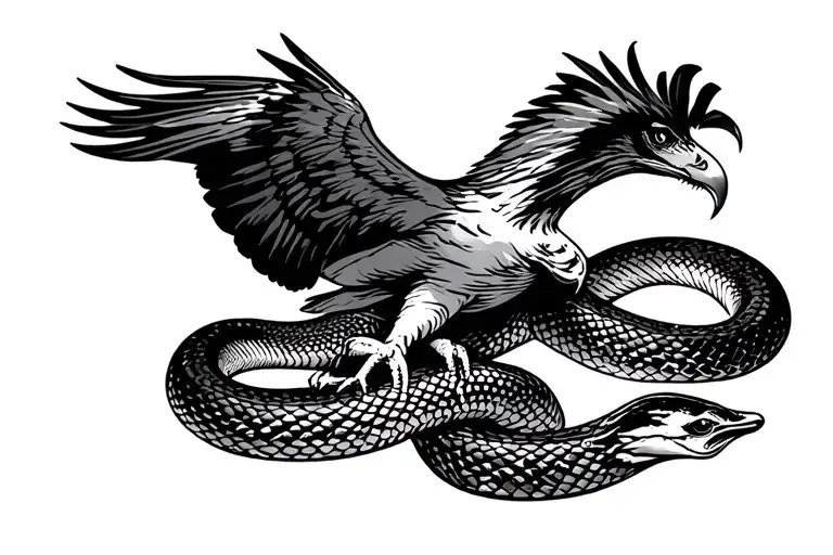 Hawk Swooping Up Snake