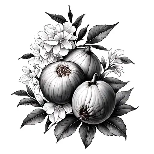 Figs With Psalm Trees And Peony Flowers Nature Scene