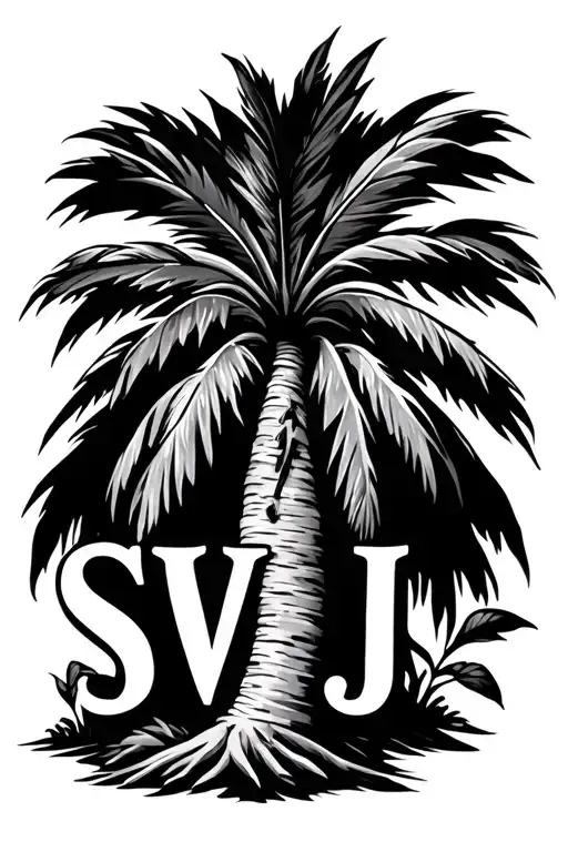 Palm Tree With Kids Initials Sv And Jj