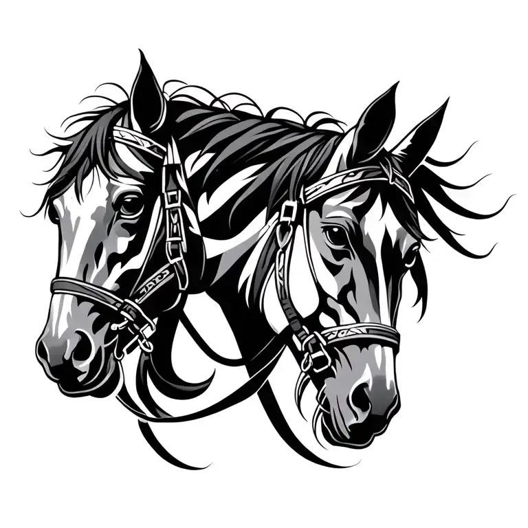 Moari Tribal Horse Design With Signature Reins