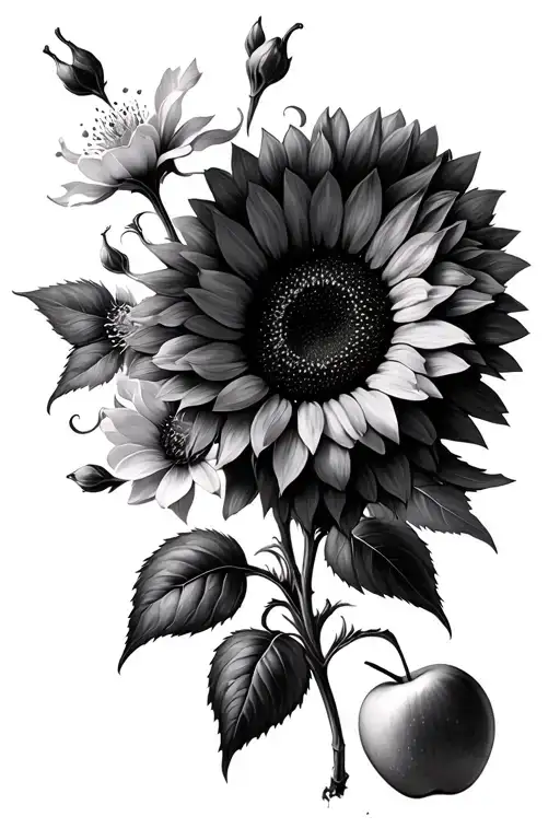 Sunflower And Apple Blossom Flowers