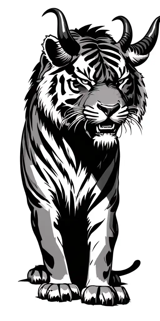 Angry Tiger With Ox Horns