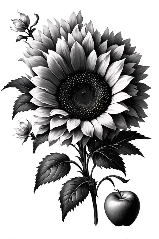 Sunflower And Apple Blossom Flowers