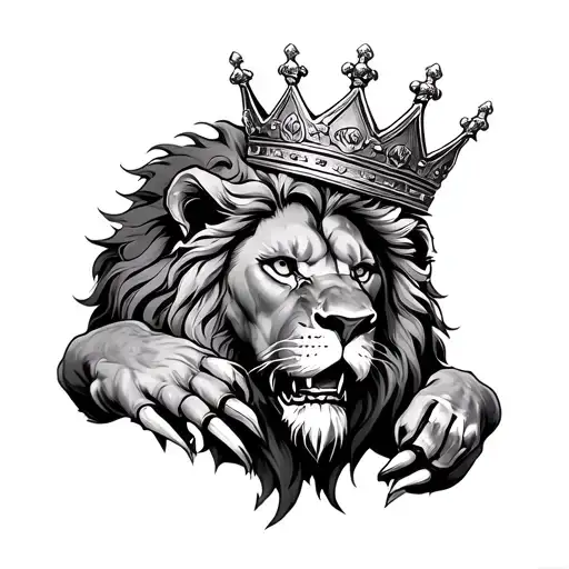 Lion Waring A Crown Clawing Through Chest