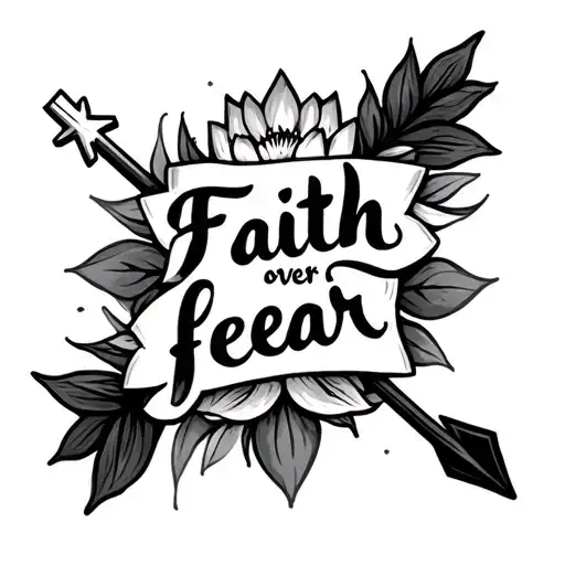 Faith Over Fear With Small Cross Arrow And Small Lotus