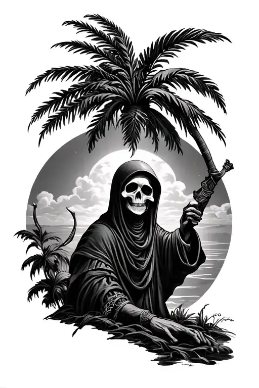 Palm Tree And Grim Reaper