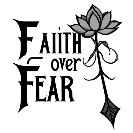 Faith Over Fear With Small Cross Arrow And Small Lotus