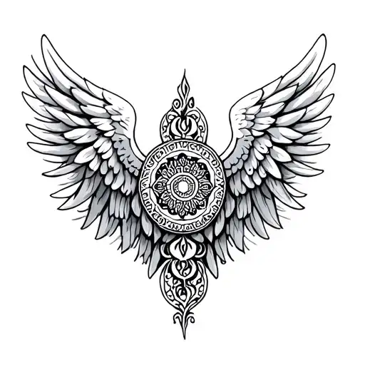 Angel Wing And Mandala Design Incorporating