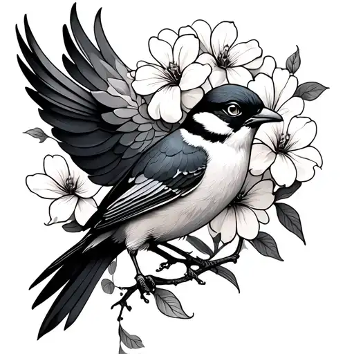 Bird With Flowers