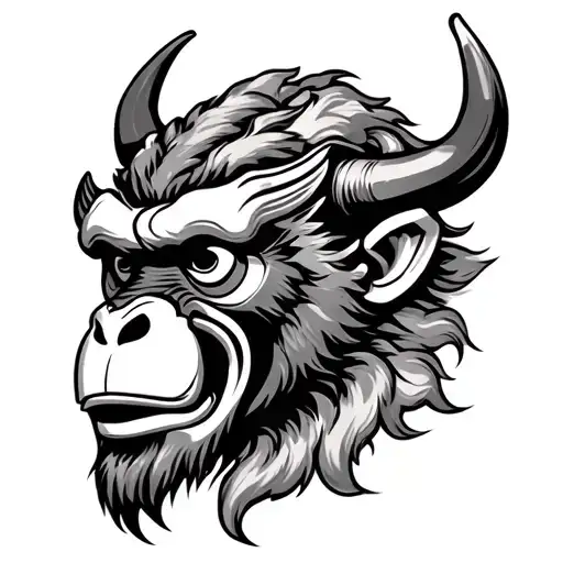 Monkey Ox Japanese Oni Mask Traditional Style