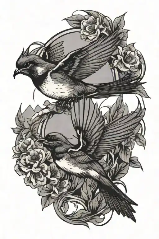 Swallows Pacific Northwest Coast Background Black And White