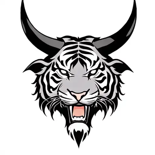 Tiger Ox Demon Mask Irezumi Style