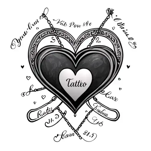 4 Hearts Link With Kids Names And Dates Filled