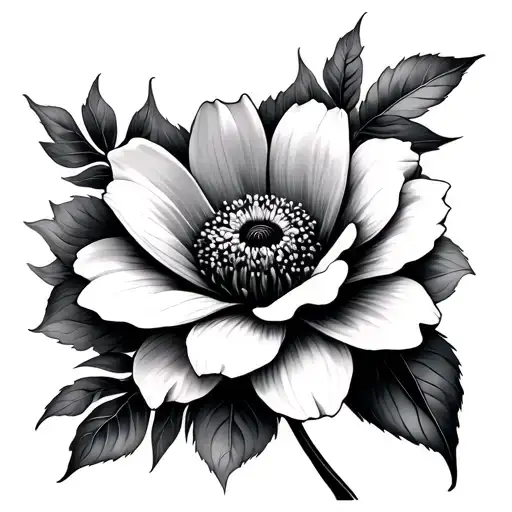 Flower Large Black Grey