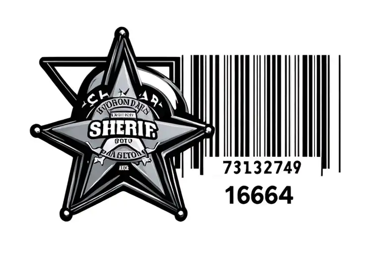 Sheriff Office Star With Bar Code And Number 16624