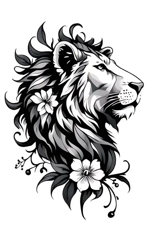 Floral With Lion Head