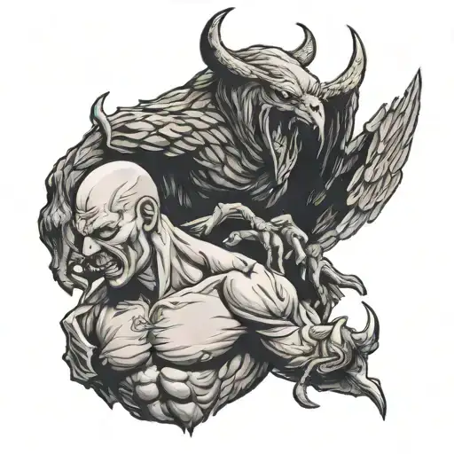 Devil Being Chocked By Bald Eagle Carrying Biblically Accurate Devil