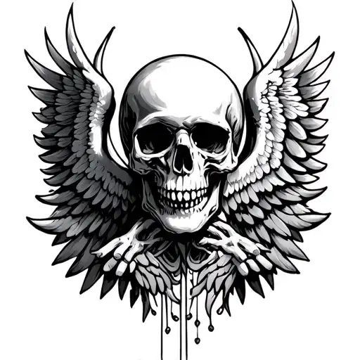 Skull And Wings Spread Wide