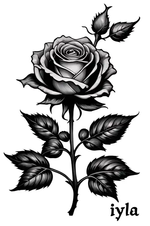 A Small Rose With The Name Iyla As The Stem Wrapped