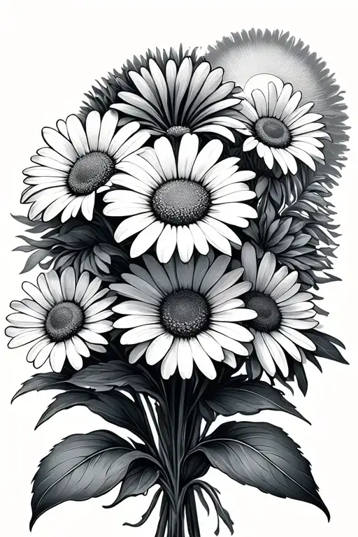 Fine Line Daisy Bouquet With Sun