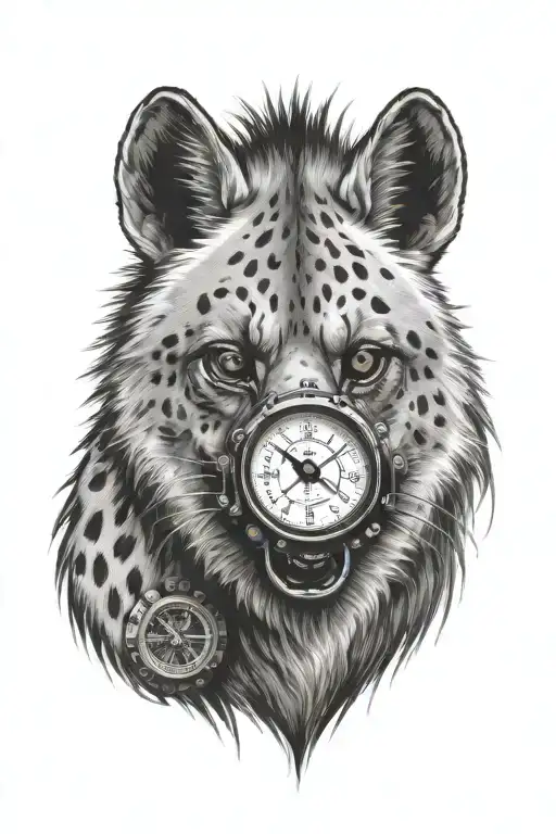 Hyena Face With Compass