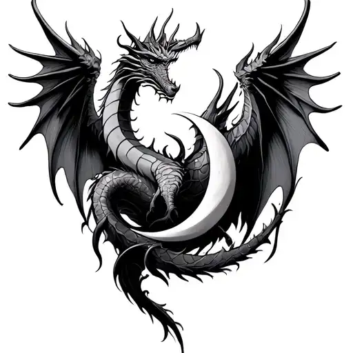 Dragon Wings And Crescent Moon
