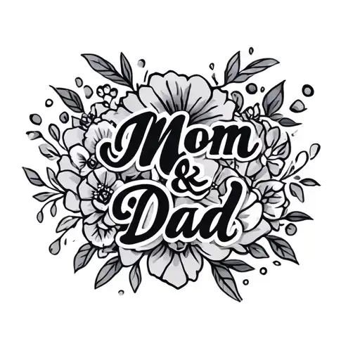 Mom And Dad's Name With Beautiful Design