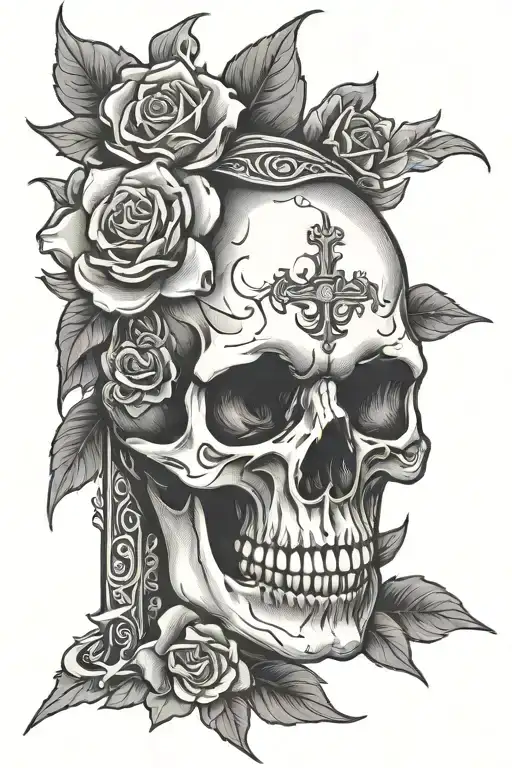 Skull And Flower And Dagger