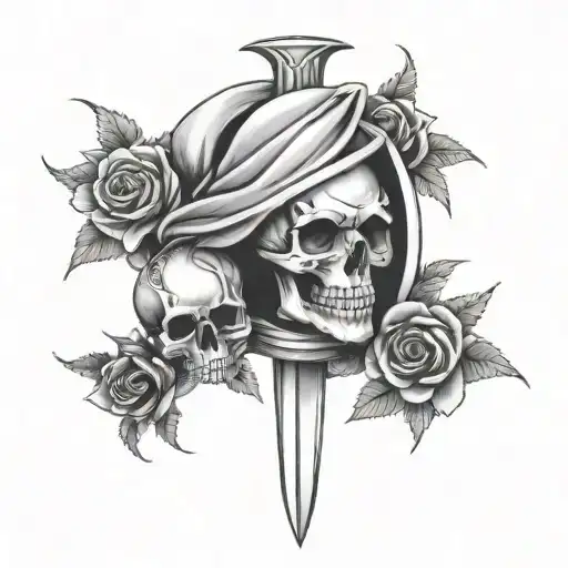Skull And Roses And Dagger And Reaper