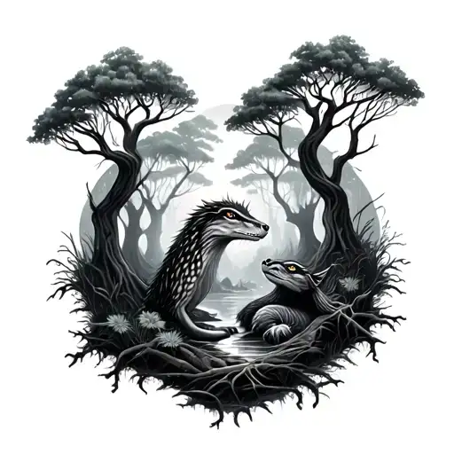 Forest With Hidden Creatures