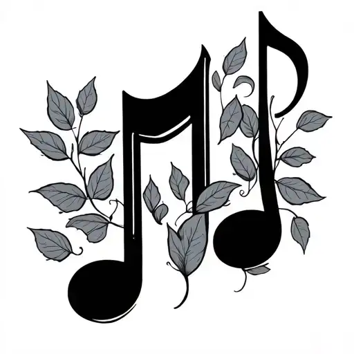 Music Note And The Letter M And Leafs Growing