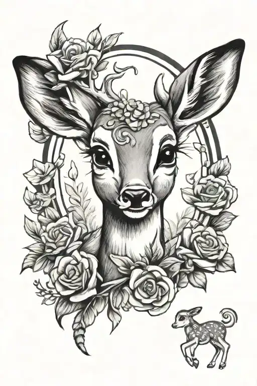 Bambi Theme Tattoo With Accessories From Other Disney Classics