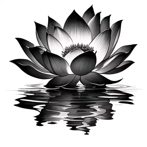 Lotus Flower Blooming On Water