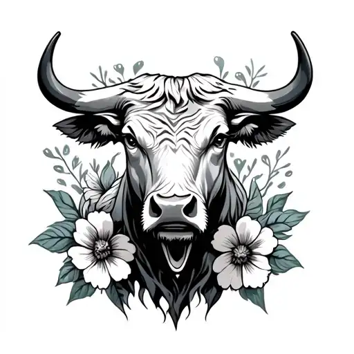 Bull With Flowers