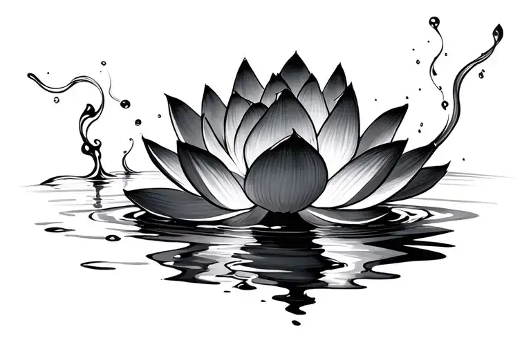 Lotus Flower On Evaporating Water