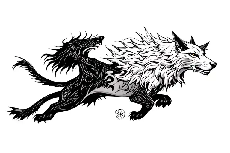 Nordic Skoll And Hati Chasing