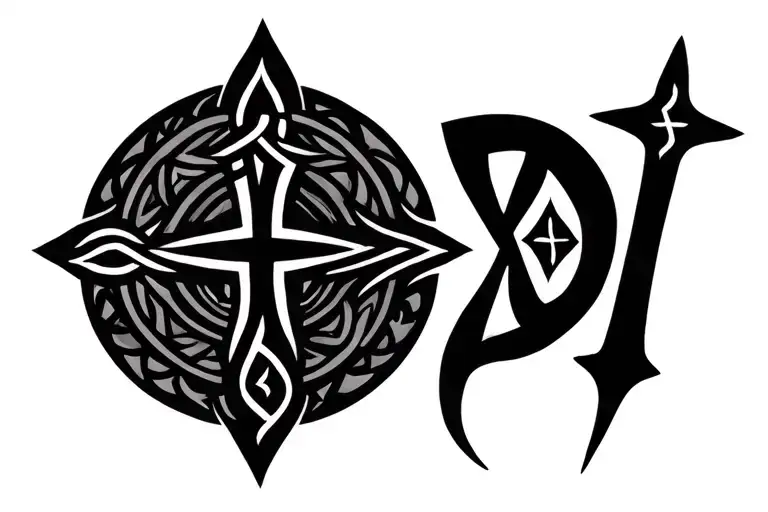 Nordic Symbols Rune Circle And Celtic Cross Made